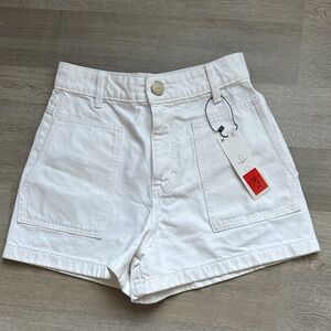 Zara High Waist White Women's Shorts